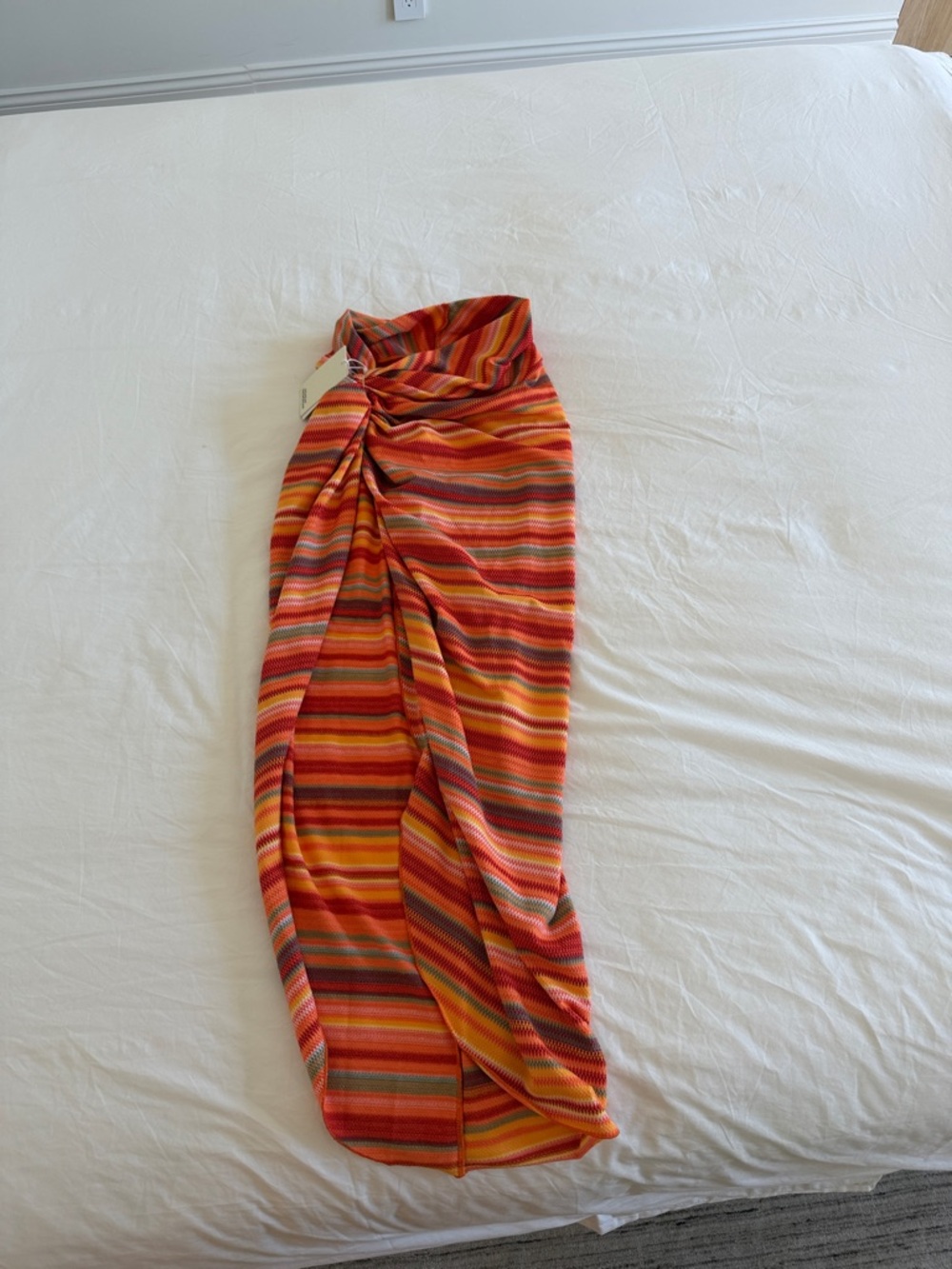 Monday Swimwear Orange Multi Twist-Front Midi Skirt